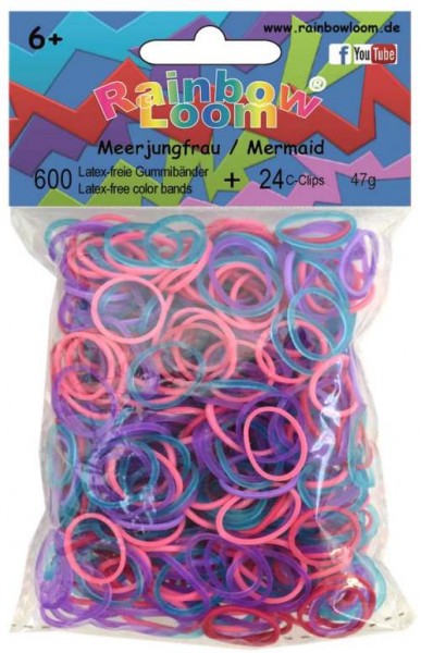 Rainbow Loom® 600 Stück Gummibänder Meerjungfrau