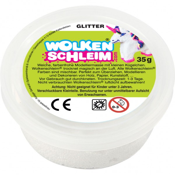 Wolkenschleim® 35g Dose Glitter-Weiß selbsthärtende Modelliermasse