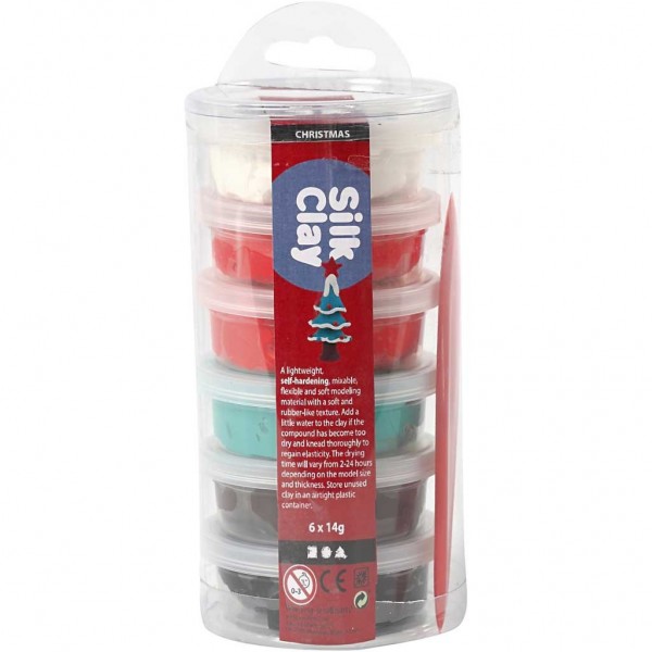 Silk Clay® Modelliermasse Gummischleim Weihnachts-Set farblich sortiert / 6 x 14g Dosen