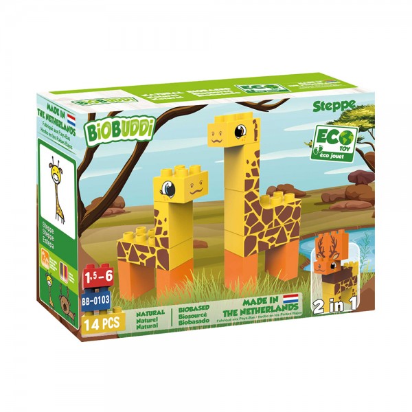 BioBuddi - Giraffen | 14 Teile (Bausteine aus Zuckerrohr) 