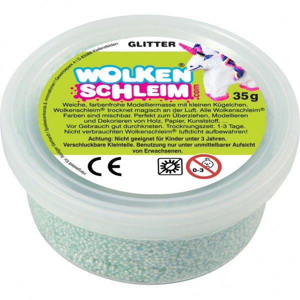 Wolkenschleim® 35g Dose Glitter-Grün selbsthärtende Modelliermasse