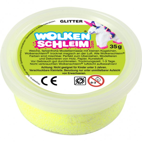 Wolkenschleim® 35g Dose Glitter-Gelb selbsthärtende Modelliermasse